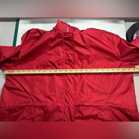Woolrich Red Raincoat, Lightweight, Hooded, Zipper & Button Closure, Women's XXL - Picture 14 of 16